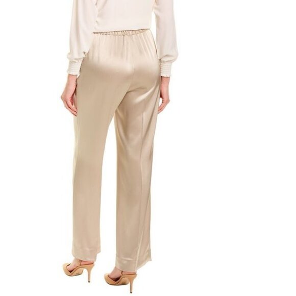 💕ST. JOHN💕 Liquid Satin Pant Elastic Back Pull-On Wide-Leg ~ Travertine M NWOT - Picture 3 of 16